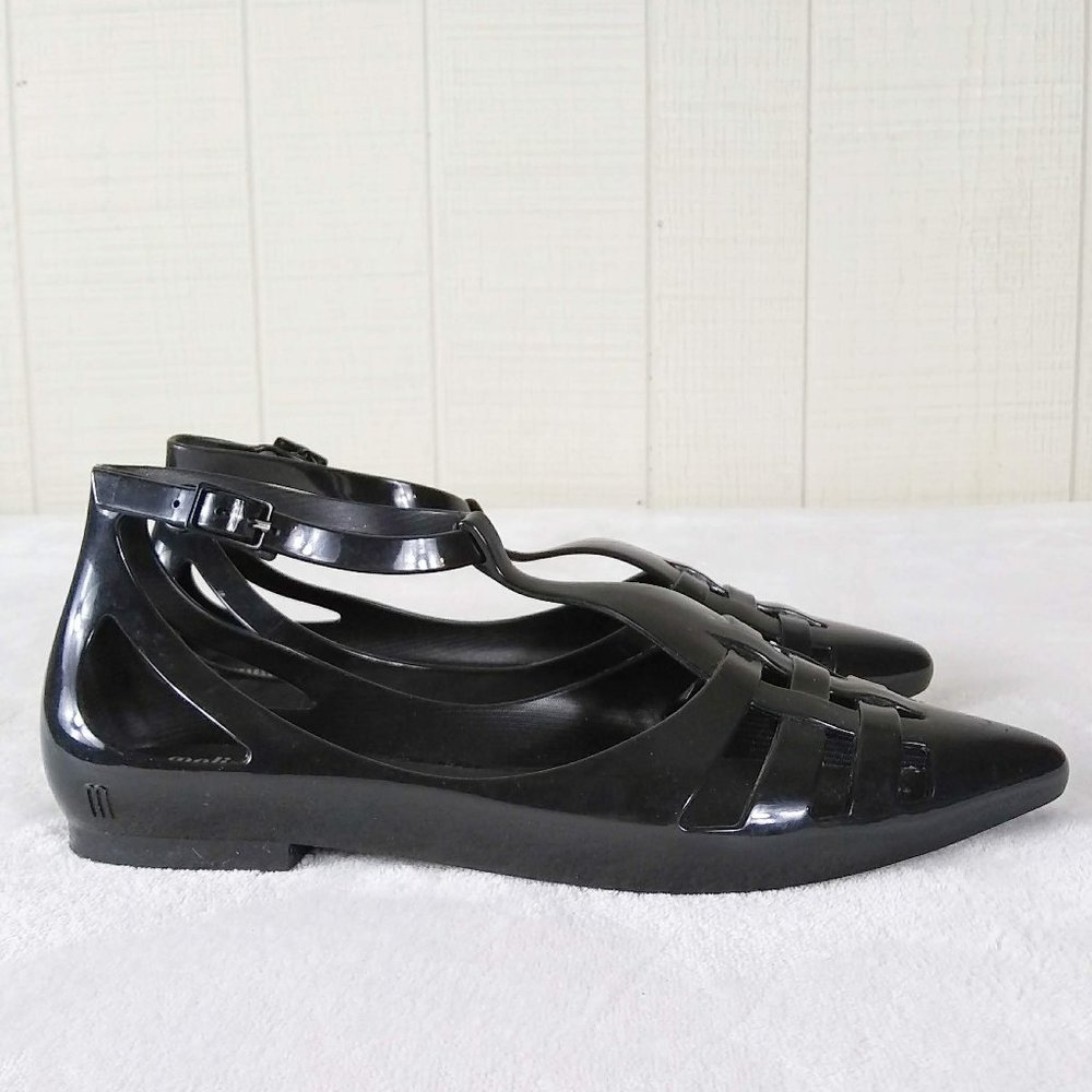 Melissa Spider Ankle Strap Flats Point Toe Sandal
